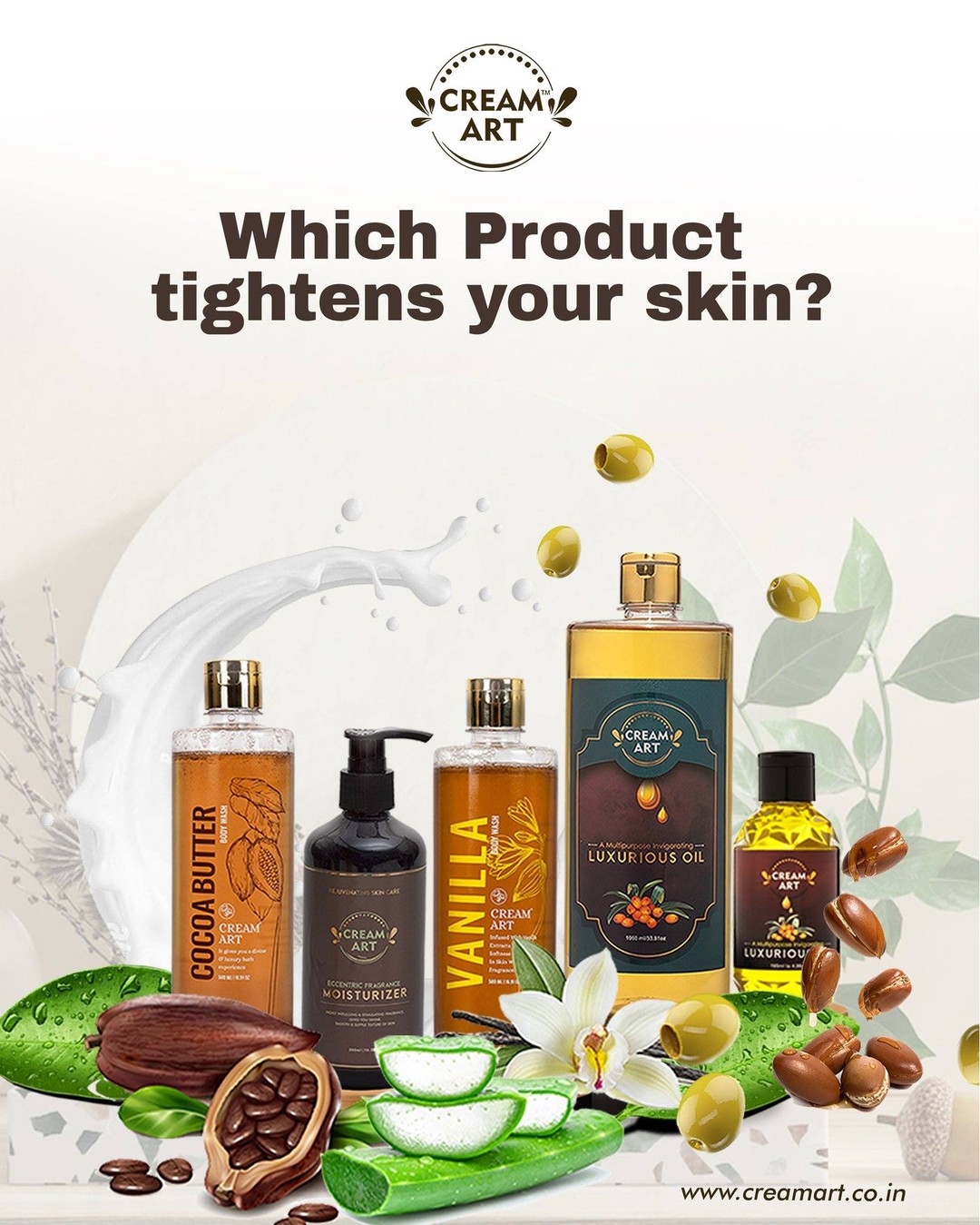 Know The Answer! Then Grab Onto It Now And Make Your Desire Of Nourished Skin Come True With The First Use Itself. Creamart Gets You The Best Natural, Vegan, Cruelty-Free Skincare Range Whether You Want An Oil, Bodywash Or Moisturizer, Creamart Has It!For More Details Visit: https://creamart.co.in/#moisturizer #bodyoiil #bodywash #bodycare #skincare #skintightening #healthyskin #creamart