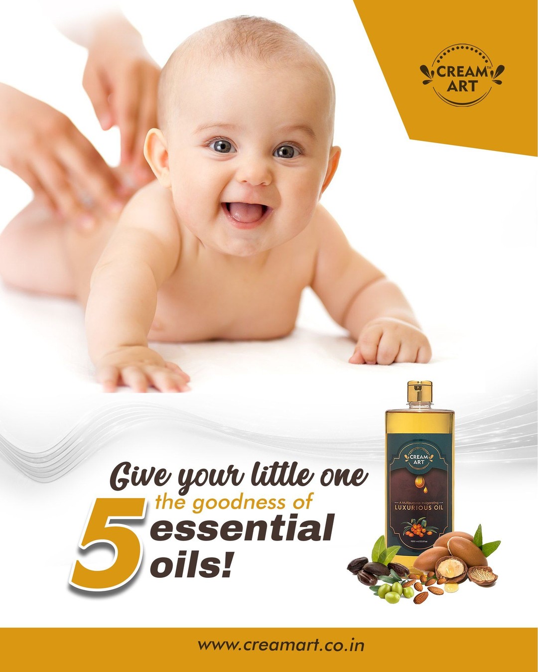 The Luxurious Multi-Purpose Oil Is Not Just For Top-To-Toe Care For Adults, But People Of All Ages Can Use It, Even Babies For Their Daily Massage. Say Hi To All Round Baby Skin Nourishment.For More Details Visit: https://creamart.co.in/#bodyoil #essentialoil #bodycare #skincare #skincareroutine #multipurposeoil #creamart